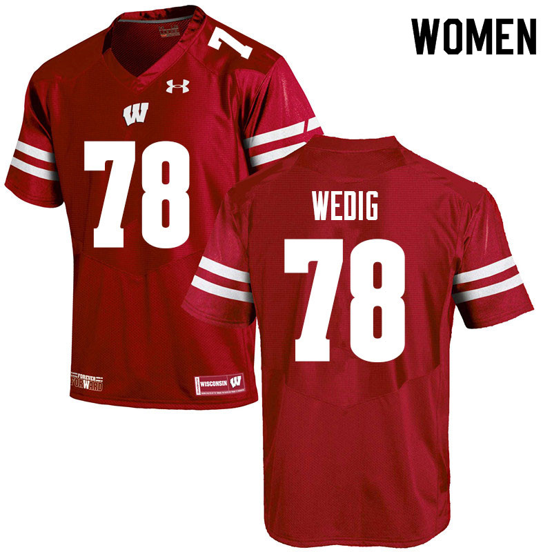 Wisconsin Badgers Women's #78 Trey Wedig NCAA Under Armour Authentic Red College Stitched Football Jersey JJ40J68HA